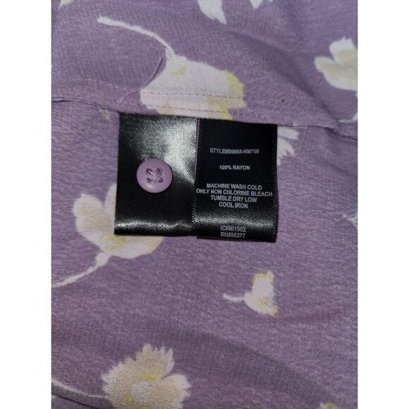 Sanctuary Button Front Blouse Top Women's‎ SMALL Purple White Yellow Floral NEW - Picture 7 of 11